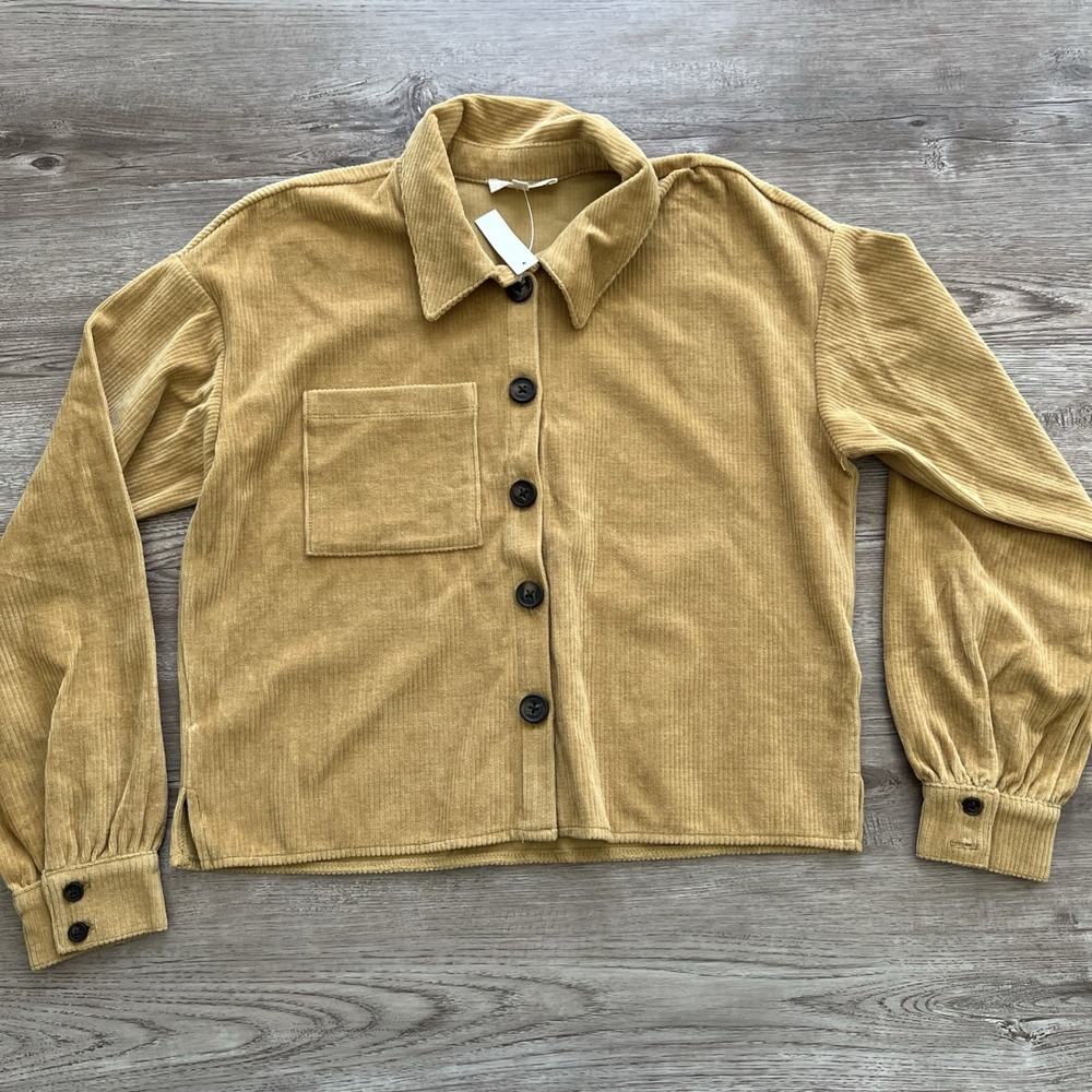 Madewell Corduroy Crop Shirt Jacket Womens XXS Brown Long Sleeve NWT